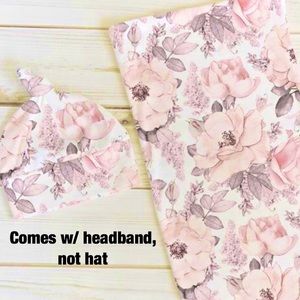 New cotton knit swaddle and bow set